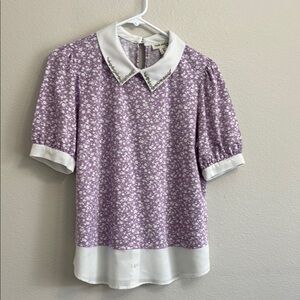 Faith & Joy Layered Blouse Women Tops Small Purple